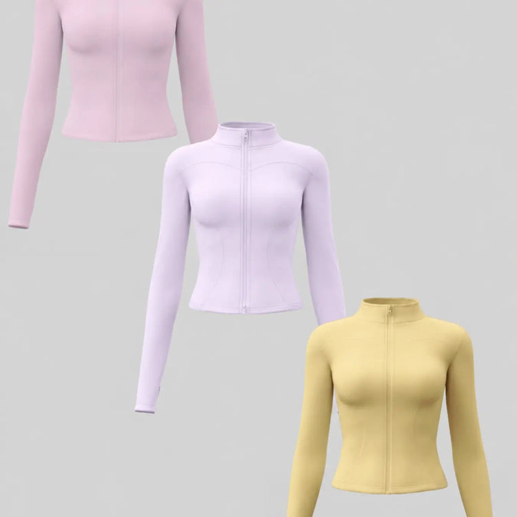 Elevate Your Workout: Women's 3-Pack Long-Sleeve Yoga Jackets - Slim-Fit, Quick-Dry with High-Neck & Thumbholes - Black Friday Special!