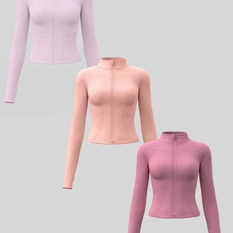 Elevate Your Workout: Women's 3-Pack Long-Sleeve Yoga Jackets - Slim-Fit, Quick-Dry with High-Neck & Thumbholes - Black Friday Special!