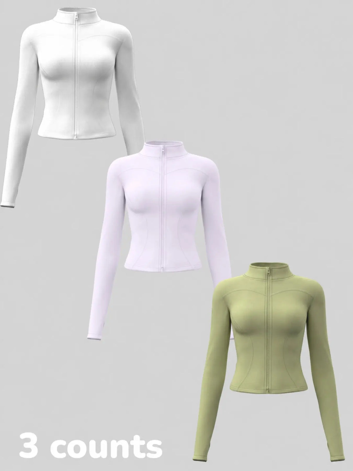 Elevate Your Workout: Women's 3-Pack Long-Sleeve Yoga Jackets - Slim-Fit, Quick-Dry with High-Neck & Thumbholes - Black Friday Special!