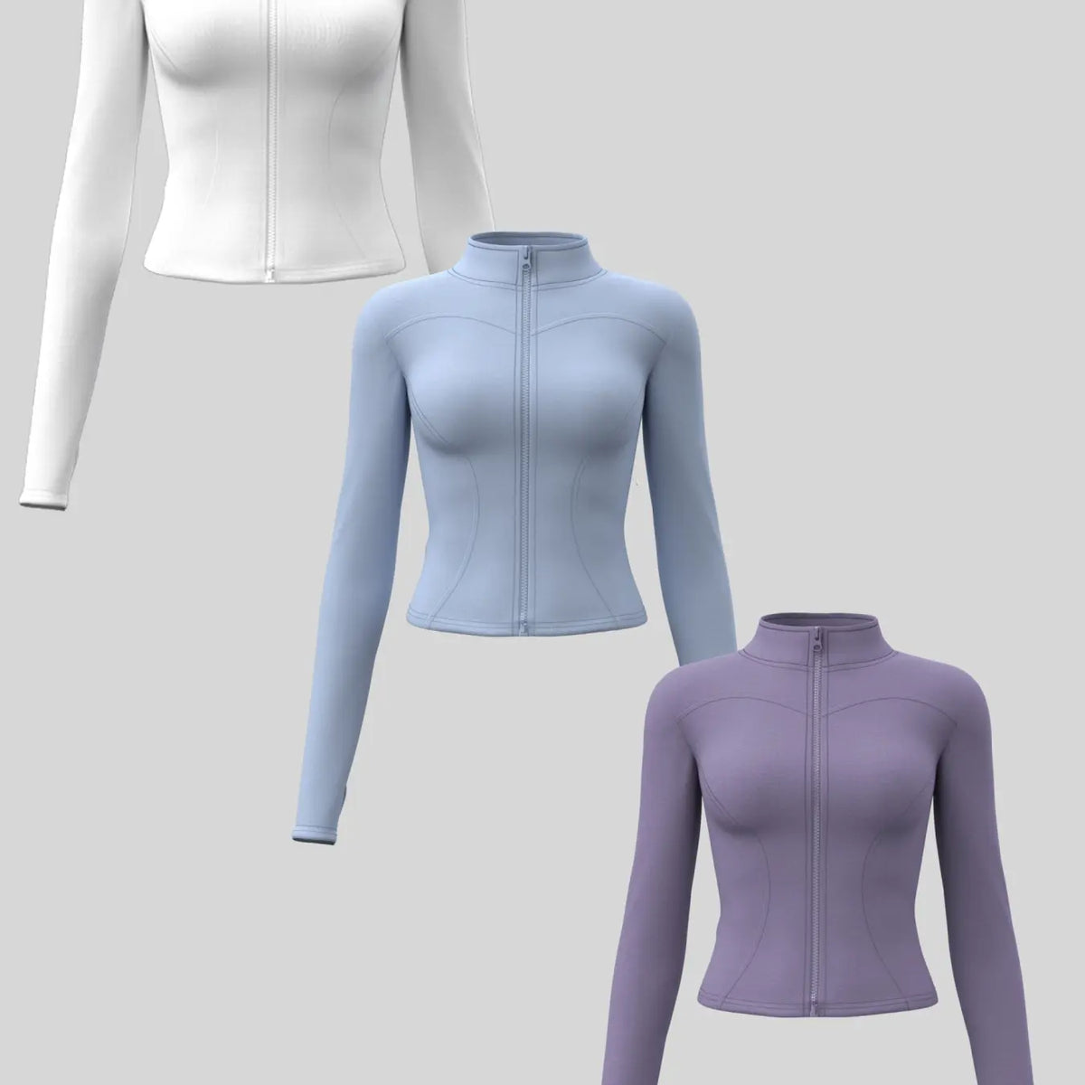 Elevate Your Workout: Women's 3-Pack Long-Sleeve Yoga Jackets - Slim-Fit, Quick-Dry with High-Neck & Thumbholes - Black Friday Special!