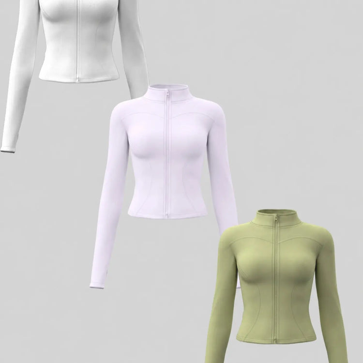 Elevate Your Workout: Women's 3-Pack Long-Sleeve Yoga Jackets - Slim-Fit, Quick-Dry with High-Neck & Thumbholes - Black Friday Special!