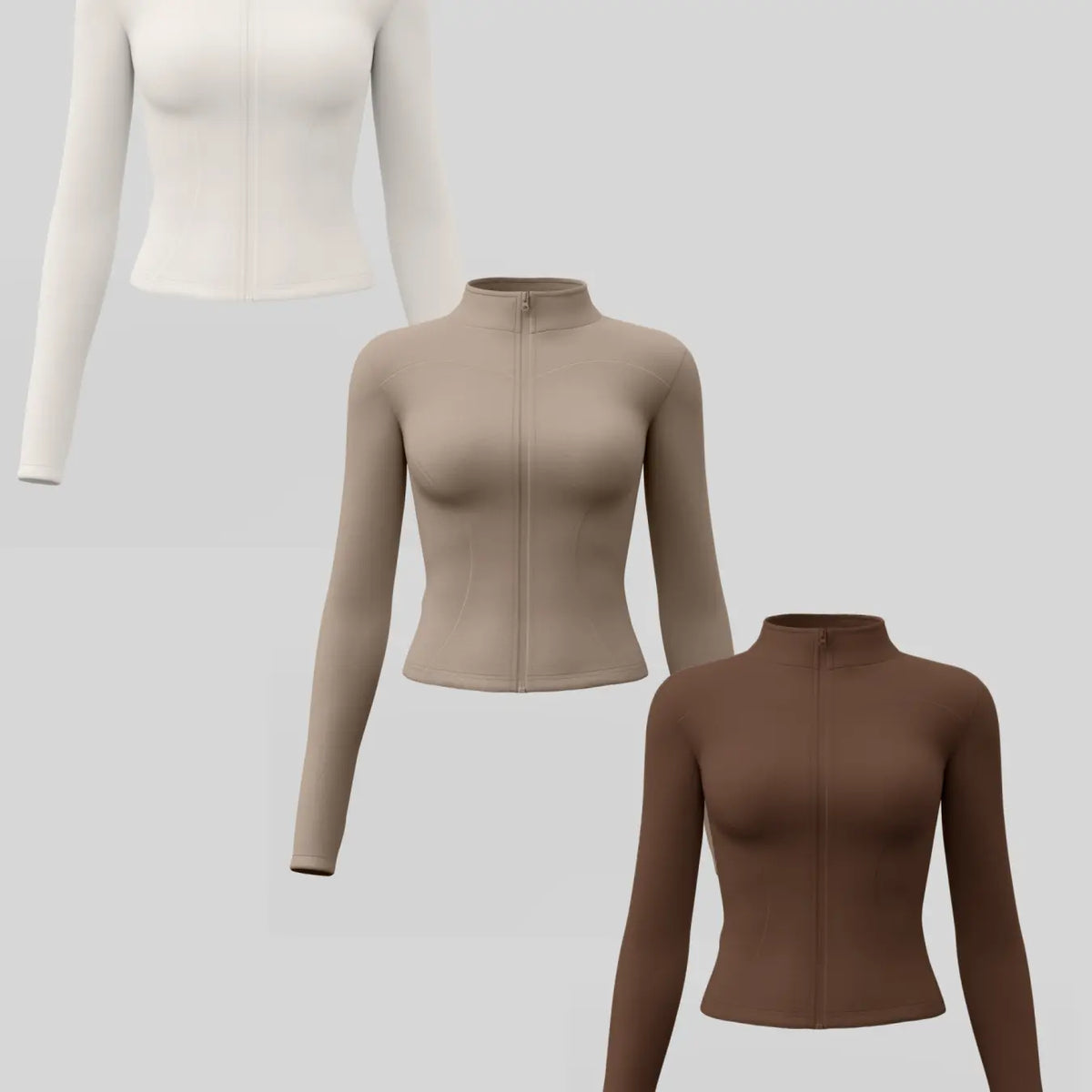 Elevate Your Workout: Women's 3-Pack Long-Sleeve Yoga Jackets - Slim-Fit, Quick-Dry with High-Neck & Thumbholes - Black Friday Special!